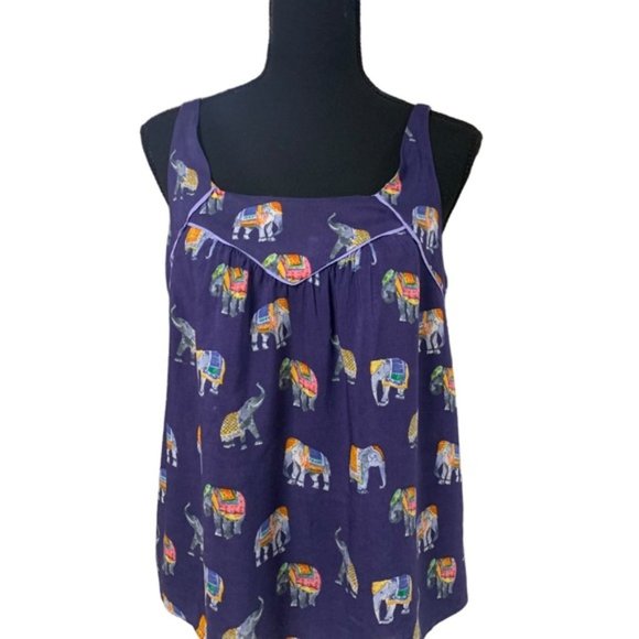 MAEVE BY ANTHROPOLOGY BABYDOLL TOP WITH ELEPHANTS AND CUTOUT BACK - Picture 1 of 9